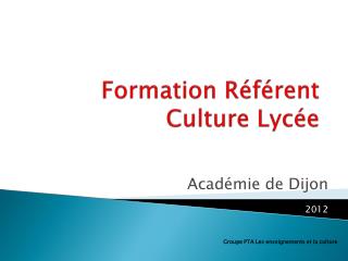 Formation Référent Culture Lycée