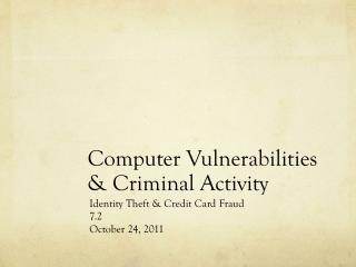 Computer Vulnerabilities &amp; Criminal Activity