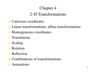 Chapter 4 2 - D Transformations Cartesian coordinates