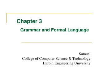 Chapter 3 Grammar and Formal Language