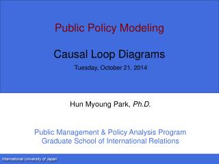 Public Policy Modeling Causal Loop Diagrams Tuesday, October 21, 2014