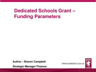 Dedicated Schools Grant – Funding Parameters