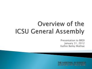 Overview of the ICSU General Assembly