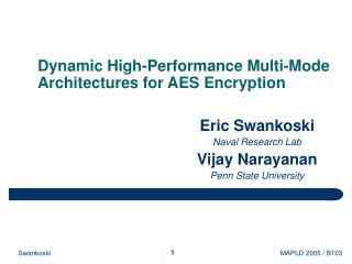 Dynamic High-Performance Multi-Mode Architectures for AES Encryption