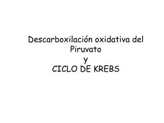 Descarboxilación oxidativa del Piruvato y CICLO DE KREBS