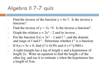 Algebra II 7-7 quiz
