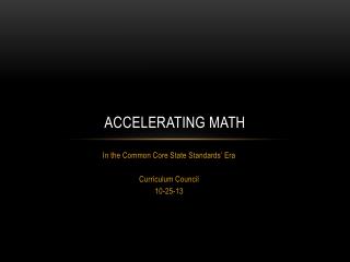 Accelerating Math