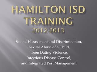 Hamilton ISD Training 2012-2013