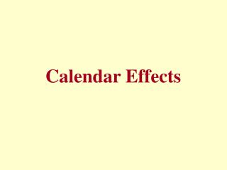 Calendar Effects
