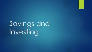 Savings and Investing