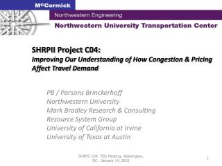 SHRPII Project C04: Improving Our Understanding of How Congestion &amp; Pricing Affect Travel Demand