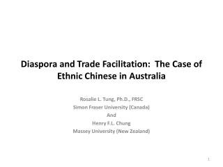 Diaspora and Trade Facilitation: The Case of Ethnic Chinese in Australia