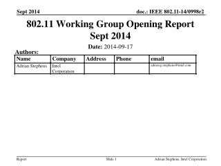 802.11 Working Group Opening Report Sept 2014