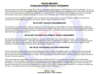 USCGC MOHAWK HUMAN RELATIONS POLICY STATEMENT