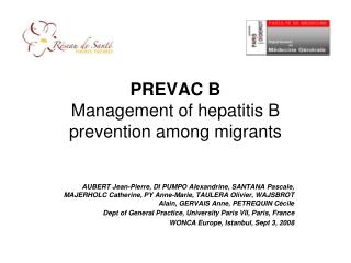 PREVAC B Management of hepatitis B prevention among migrants