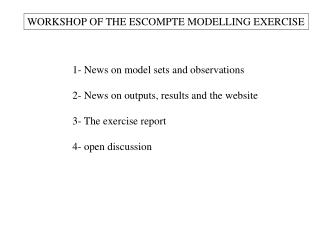 WORKSHOP OF THE ESCOMPTE MODELLING EXERCISE