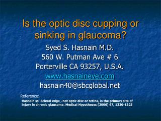 Is the optic disc cupping or sinking in glaucoma?