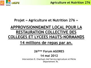 Projet « Agriculture et Nutrition 276 »