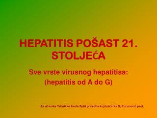 HEPATITIS POŠAST 21. STOLJEĆA