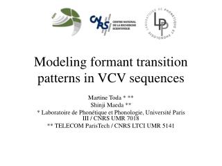 Modeling formant transition patterns in VCV sequences