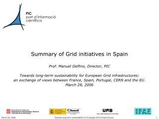 Summary of Grid initiatives in Spain