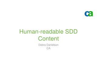 Human-readable SDD Content