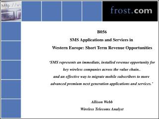 B056 SMS Applications and Services in Western Europe: Short Term Revenue Opportunities