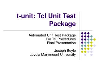 t-unit: Tcl Unit Test Package