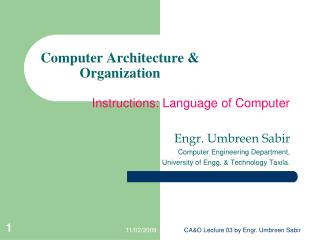 Computer Architecture &amp; Organization