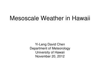 Mesoscale Weather in Hawaii