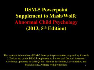 Some Early Proposals for the DSM-5