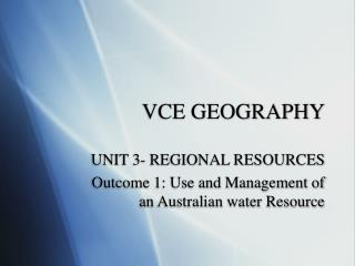 VCE GEOGRAPHY