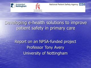 Developing e-health solutions to improve patient safety in primary care