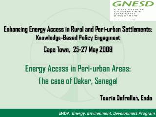 Energy Access in Peri-urban Areas: The case of Dakar, Senegal