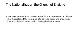 The Nationalization the Church of England