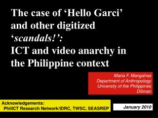 The case of ‘Hello Garci’ and other digitized ‘ scandals!’: