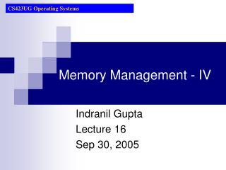 Memory Management - IV