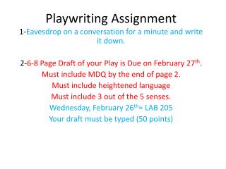 Playwriting Assignment