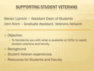 Supporting Student Veterans