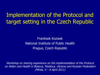 Implementation of the Protocol and target setting in the Czech Republic
