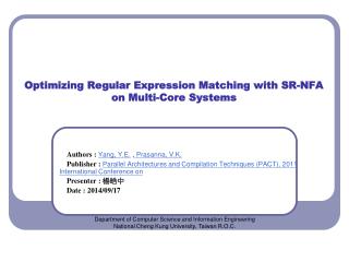 Optimizing Regular Expression Matching with SR-NFA on Multi-Core Systems