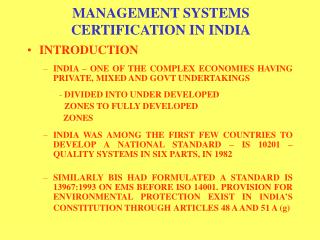 MANAGEMENT SYSTEMS CERTIFICATION IN INDIA