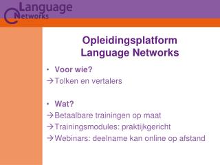 Opleidingsplatform Language Networks