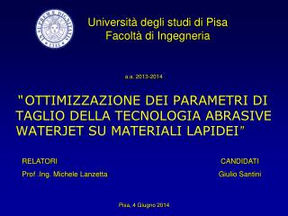 Università degli studi di Pisa Facoltà di Ingegneria