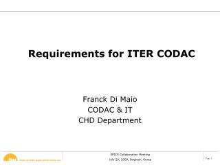 Requirements for ITER CODAC