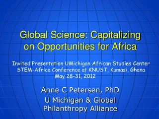 Global Science: Capitalizing on Opportunities for Africa