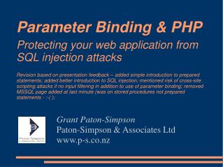 Parameter Binding &amp; PHP