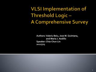VLSI Implementation of Threshold Logic – A Comprehensive Survey
