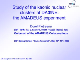 Study of the kaonic nuclear clusters at DA Φ NE: the AMADEUS experiment