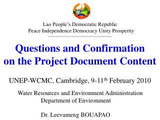 Water Resources and Environment Administration Department of Environment